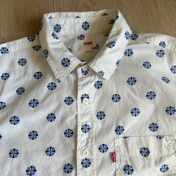 Levi's Men's Light Blue Button Up Short Sleeve Shirt Size LARGE - Picture 5 of 5